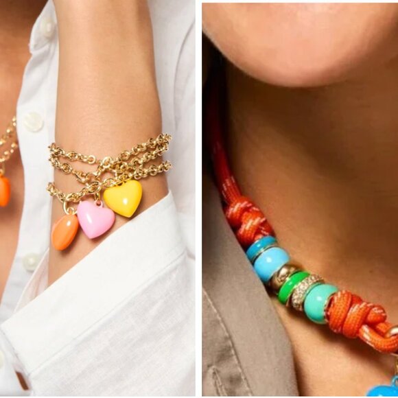 Roxanne Assoulin The Super Size Happy Cord Necklace & Bracelet Set of 2 Orange - Picture 1 of 6